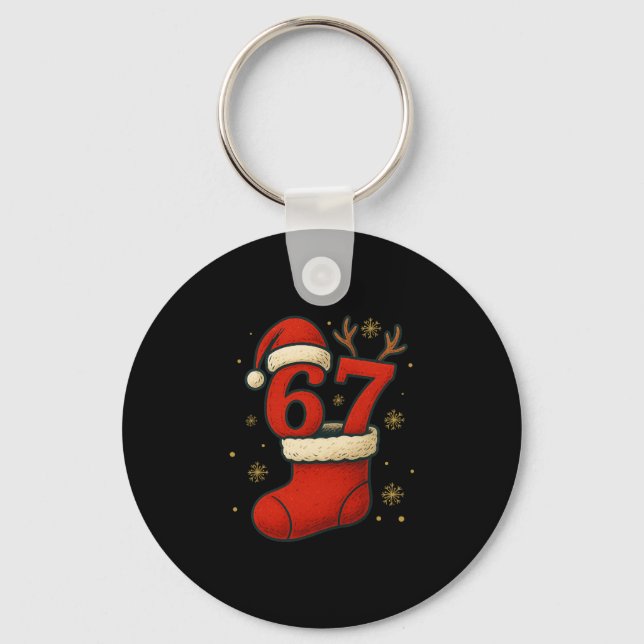 67 Six Seven Funny Gen Alpha Meme Christmas 2025  Keychain (Front)