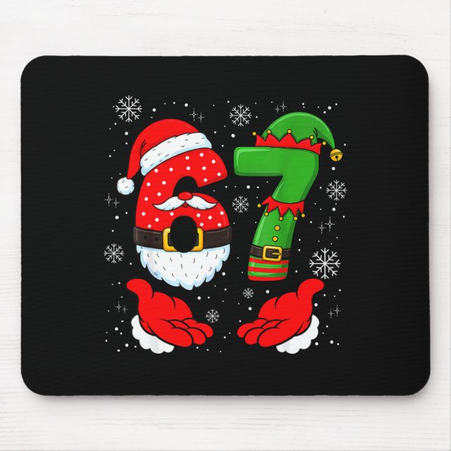 67 Six Seven Funny Santa Hand 6 7 Meme Christmas M Mouse Pad (Front)