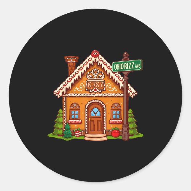 67 Six Seven Gingerbread House Funny Teacher Chris Classic Round Sticker (Front)