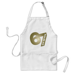 67 Six Seven Gold Typography Black Adult Apron
