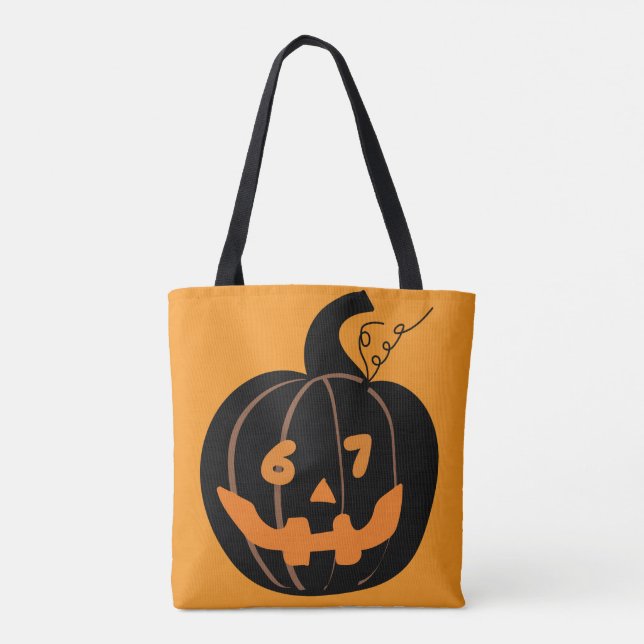  67 Six Seven Halloween Tote for Students Teachers (Back)