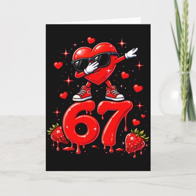67 Six Seven Ice Cream Meme Funny Valentine Days  Card (Front)