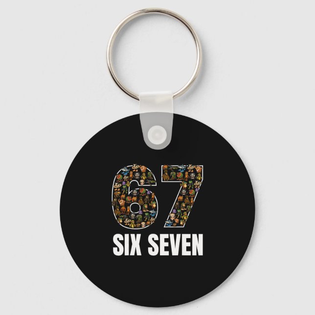 67 Six Seven Italian Brainrot Gen Alpha Slang Meme Keychain (Front)