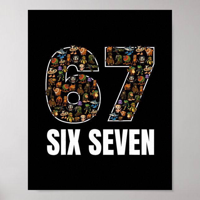 67 Six Seven Italian Brainrot Gen Alpha Slang Meme Poster (Front)