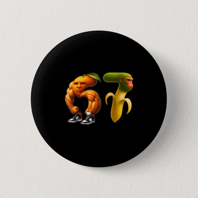 67 Six Seven Italian Brainrot Meme Couple Matching Button (Front)