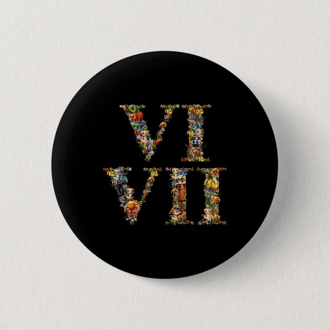 67 Six Seven Italian Brainrot Roman Numeral Meme  Button (Front)