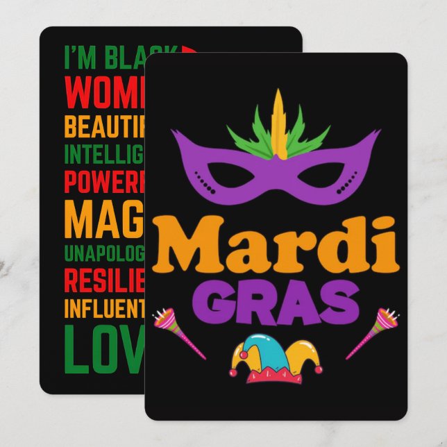 67 Six Seven Mardi-Gras Black History 2026 Holiday Card (Front/Back)