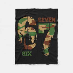 67 Six Seven Meme Camo Deer Hunting Gift For Boys Fleece Blanket