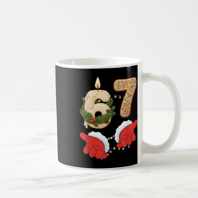 67 Six Seven Meme Christmas Candle Gingerbread Gen Coffee Mug (Right)