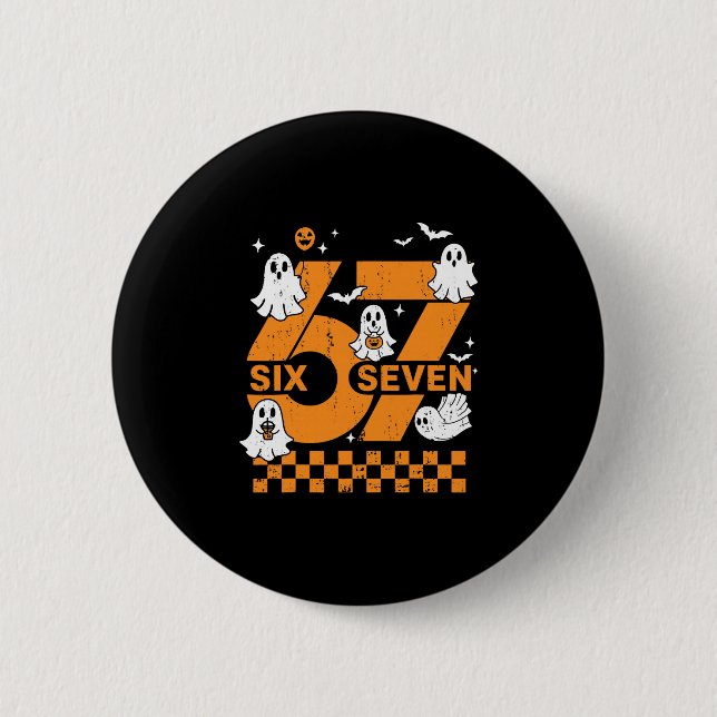 67 Six Seven Meme Fun 6 7 Couple Matching Hallowee Button (Front)