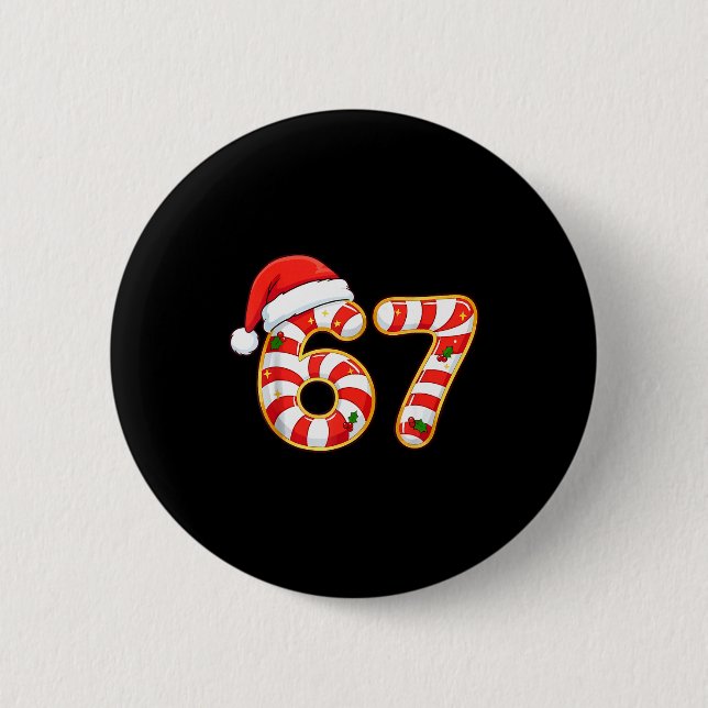 67 Six Seven Meme Gen Alpha Slang Funny Christmas  Button (Front)