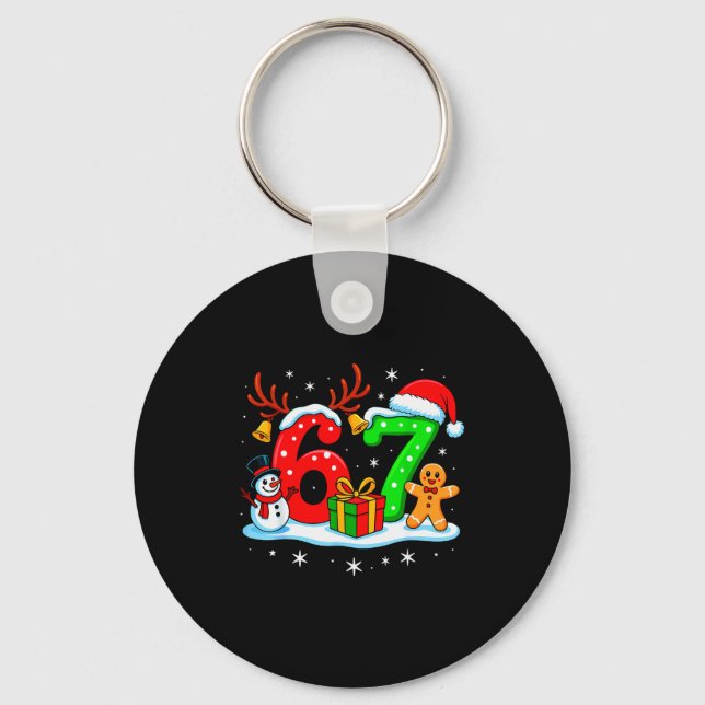 67 Six Seven Meme Gen Alpha Slang Funny Christmas  Keychain (Front)