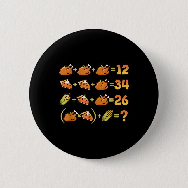 67 Six Seven Meme Math Thanksgiving Equation Logic Button (Front)