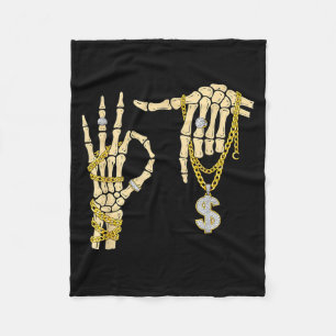 67 Six Seven Meme Novelty Skeleton Hand Bling Chai Fleece Blanket