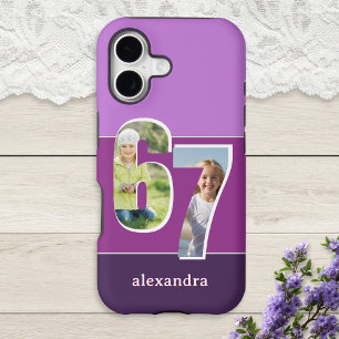 67 Six Seven Numbers Purple Custom Photos iPhone 17 Case