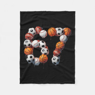 67 Six Seven Soccer Baseball Basketball Meme Hallo Fleece Blanket
