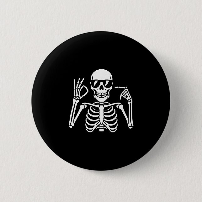 67 Skeleton Funny Six Seven Gen Alpha Halloween Me Button (Front)