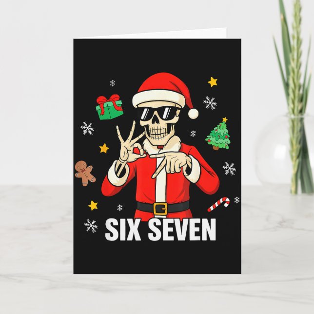 67 Skeleton Funny Six Seven Gen Z Alpha Christmas  Card (Front)