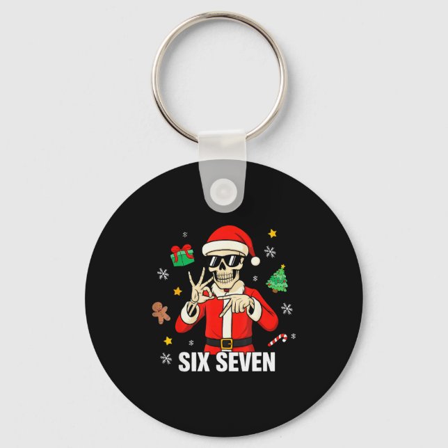 67 Skeleton Funny Six Seven Gen Z Alpha Christmas  Keychain (Front)