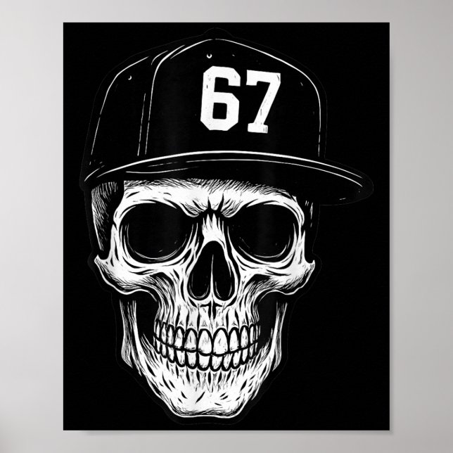 67 Skull Halloween Brainrot Meme Six Seven Kids Sk Poster (Front)
