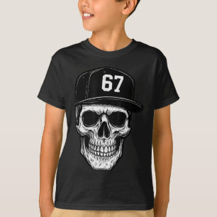 67 Skull Halloween Brainrot Meme Six Seven Kids Sk T-Shirt