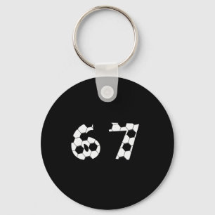 67 Soccer Ball Pattern Sports Number Graphic Desig Keychain