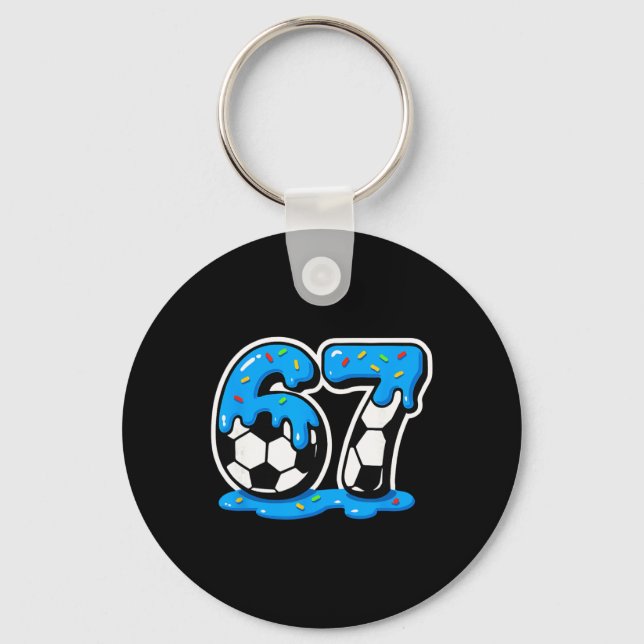 67 Soccer Ice Cream Drip Brain Rot Meme  Keychain (Front)