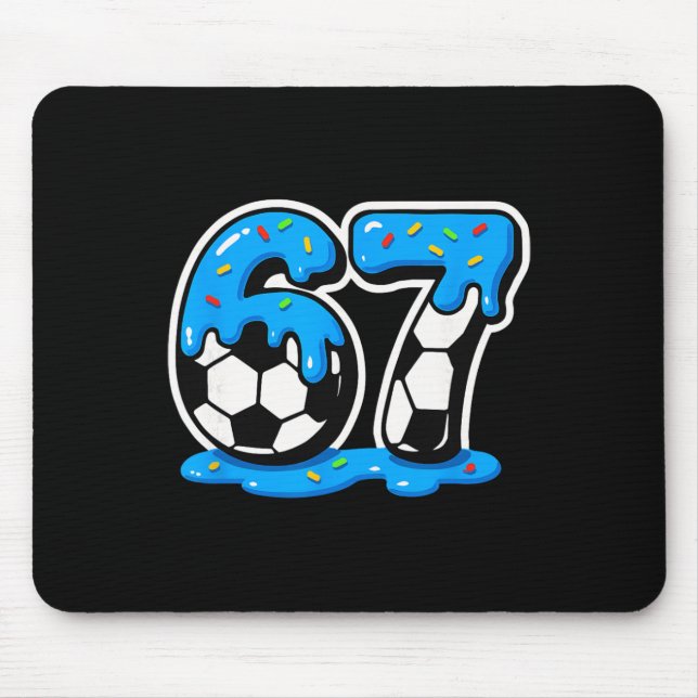 67 Soccer Ice Cream Drip Brain Rot Meme  Mouse Pad (Front)