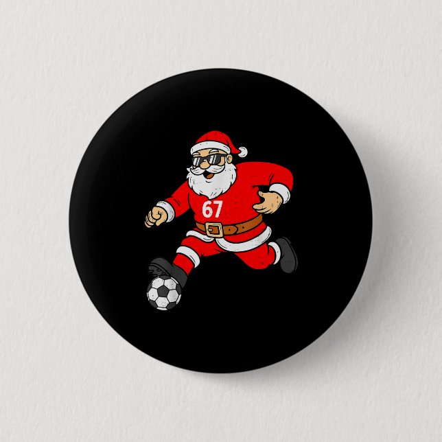 67 Soccer Santa Six Seven Meme Christmas Srt Men B Button (Front)