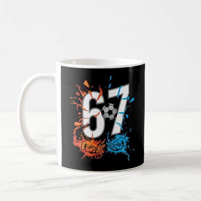 67 Soccer Six Seven Soccer 6 7 Kids Boys Girls Coffee Mug (Left)