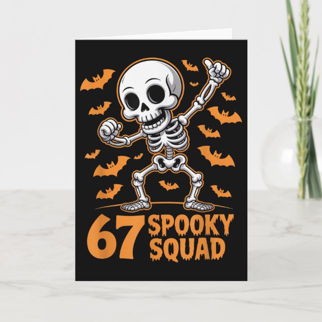 67 Spooky Squad Halloween Skeleton 6 7 Meme Six Se Card (Front)