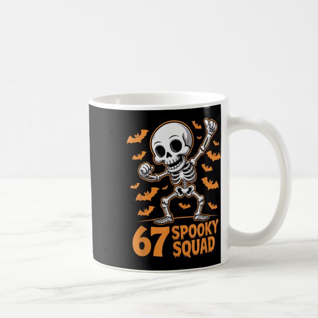 67 Spooky Squad Halloween Skeleton 6 7 Meme Six Se Coffee Mug (Right)