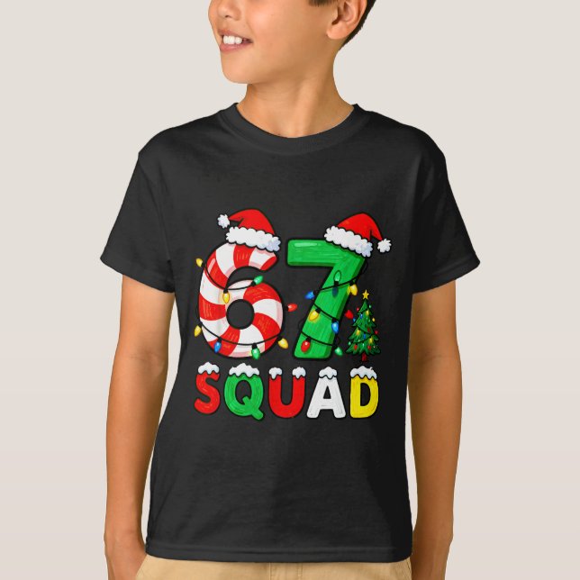 67 Squad Christmas Candy Cane Six Seven Meme Xmas  T-Shirt (Front)