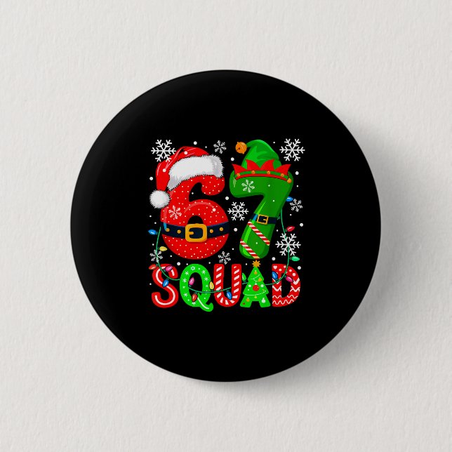 67 Squad Christmas Santa Elf Colorful Costume Kids Button (Front)