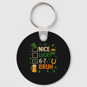 67 St Patricks Day Funny Six Seven Shamrock 67 Mem Keychain