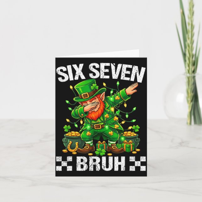 67 St Patricks Funny Six Seven Meme Leprechaun Boy Card (Front)