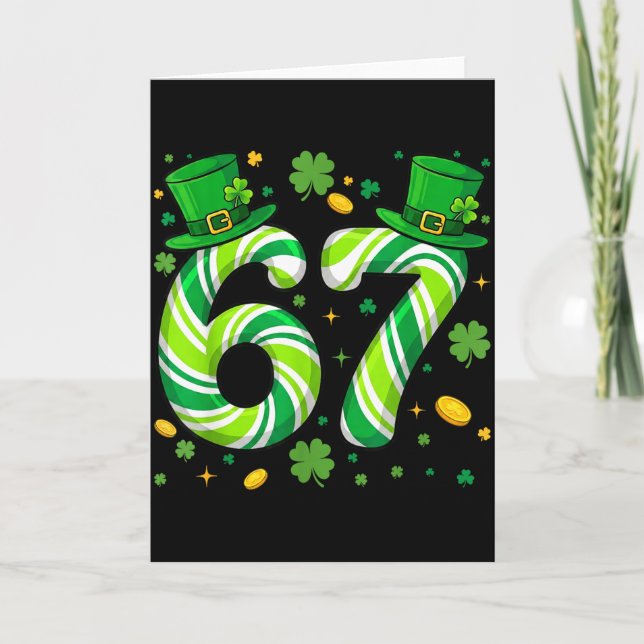 67 St Patricks Funny Six Seven Meme Leprechaun Boy Card (Front)