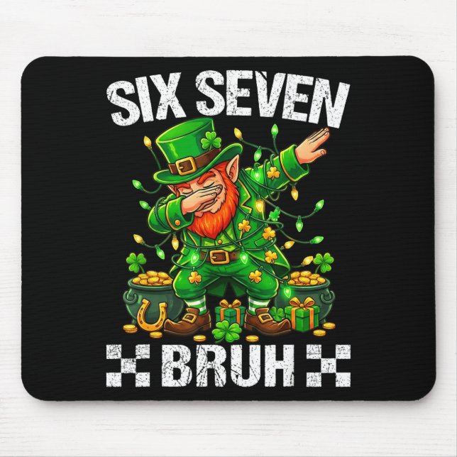 67 St Patricks Funny Six Seven Meme Leprechaun Boy Mouse Pad (Front)