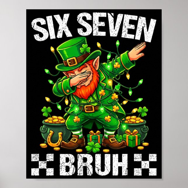 67 St Patricks Funny Six Seven Meme Leprechaun Boy Poster (Front)