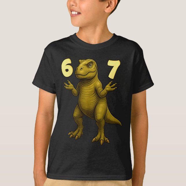 67 T-rex Hands Motion Dinosaur Meme For Kids Teens T-Shirt (Front)