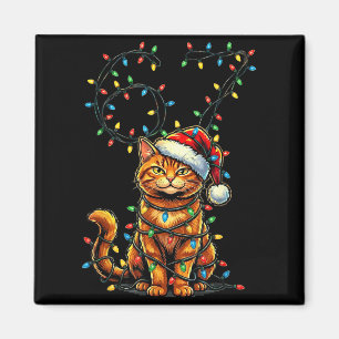 67 Tabby Orange Cat Christmas Santa Hat Six Seven  Magnet