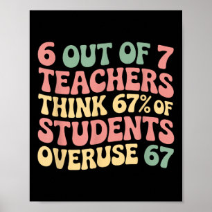 67 Teacher 6 7 Overuse Six Seven Meme Funny Poster