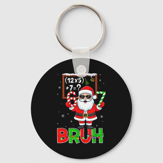 67 Teacher Christmas Santa Six Seven Meme Math Equ Keychain (Front)