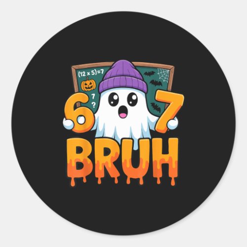67 teacher ghost six seven meme math equation bruh classic round sticker