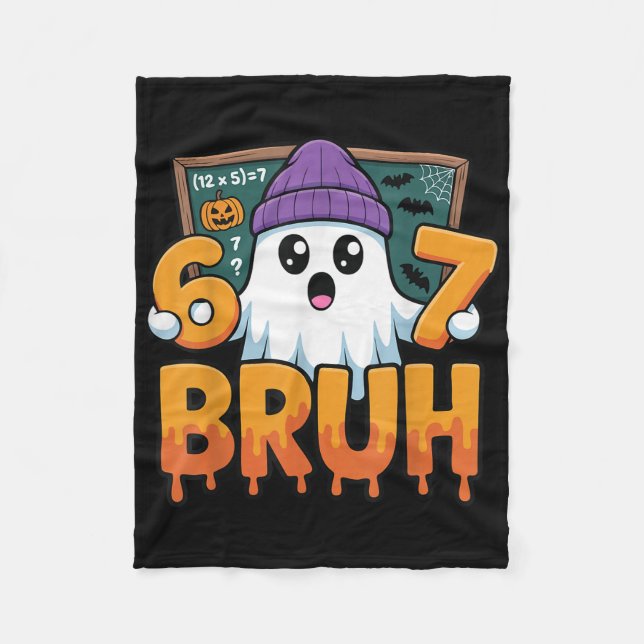 67 Teacher Ghost Six Seven Meme Math Equation Bruh Fleece Blanket (Front)