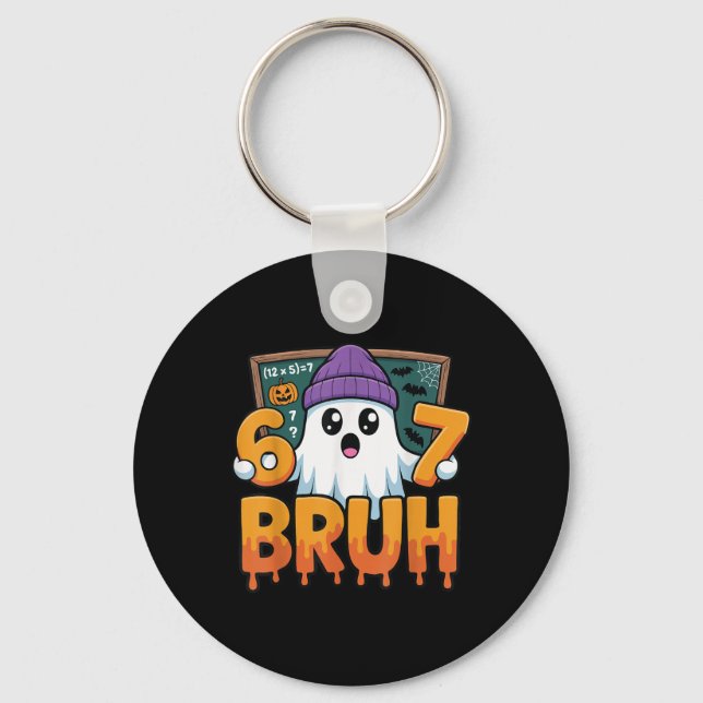 67 Teacher Ghost Six Seven Meme Math Equation Bruh Keychain (Front)
