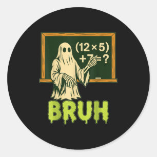 67 Teacher Halloween Ghost Six Seven Meme Brainrot Classic Round Sticker