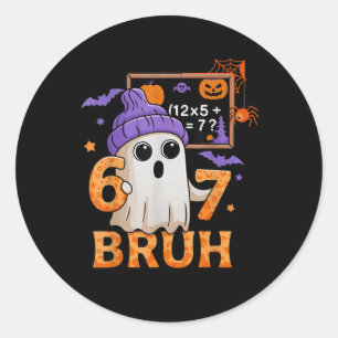 67 Teacher Halloween Ghost Six Seven Meme Math Equ Classic Round Sticker