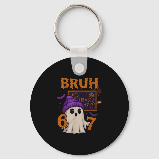 67 Teacher Halloween Ghost Six Seven Meme Math Equ Keychain (Front)