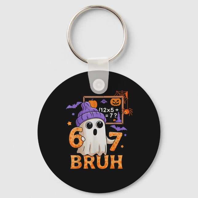 67 Teacher Halloween Ghost Six Seven Meme Math Equ Keychain (Front)